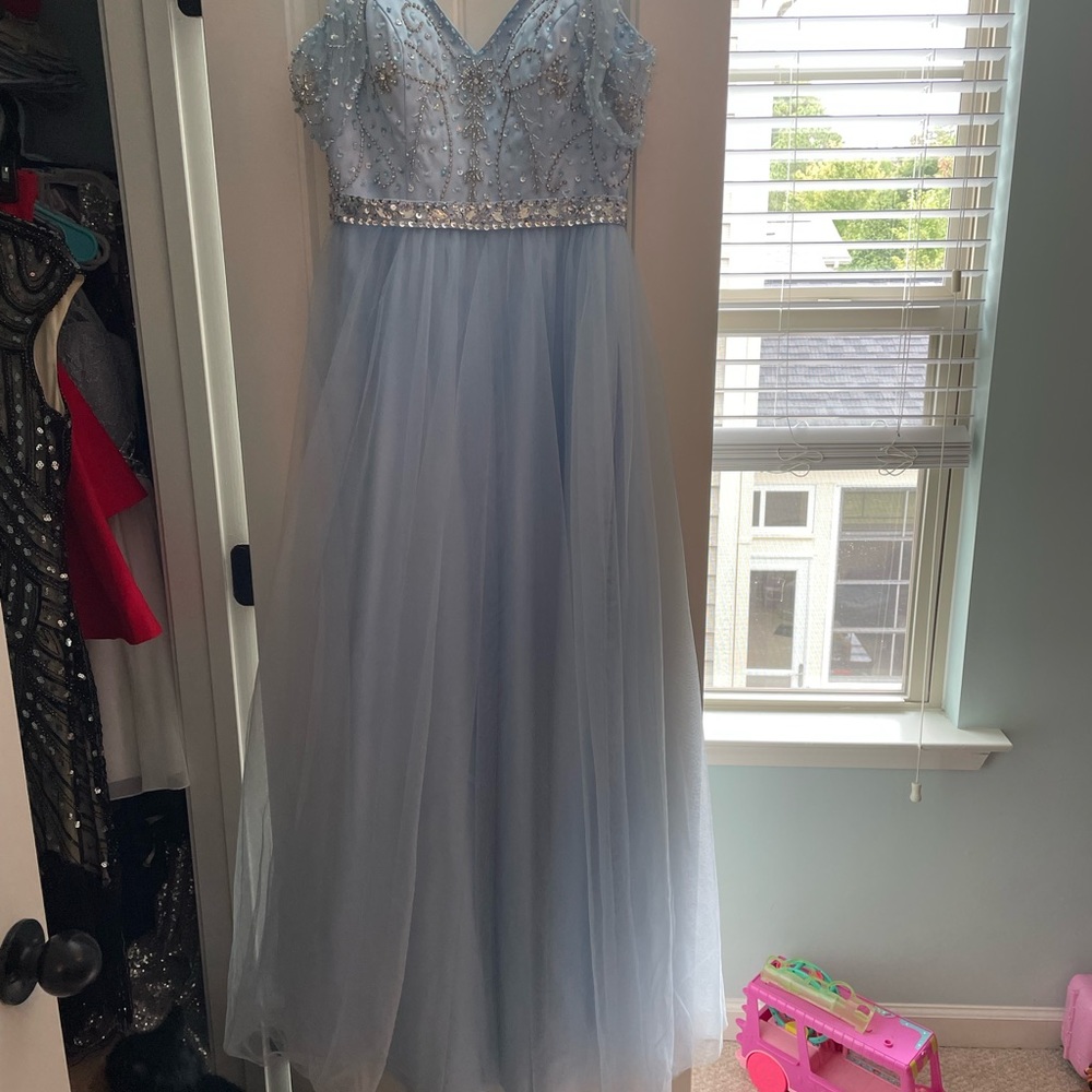 Homemade blue Cinderella prom dress tailored to size 4